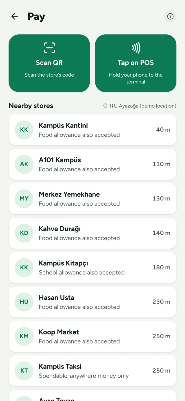 Pay at nearby shops