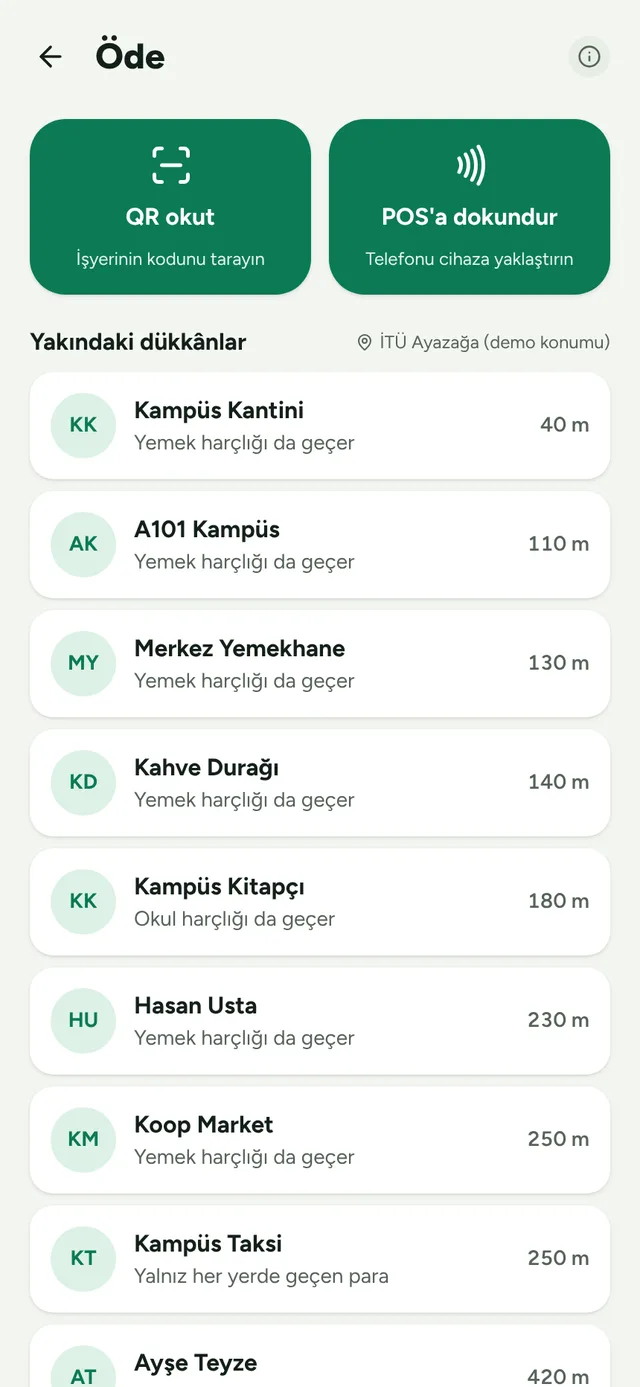 Yakındaki dükkânlarda öde