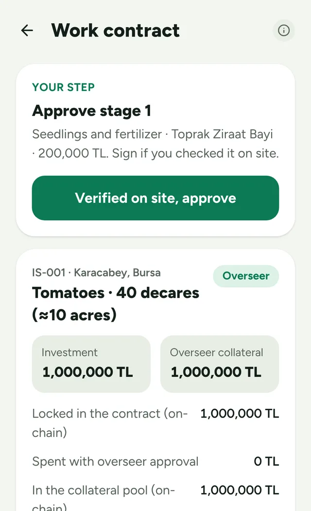 Overseer screen: approve the stage